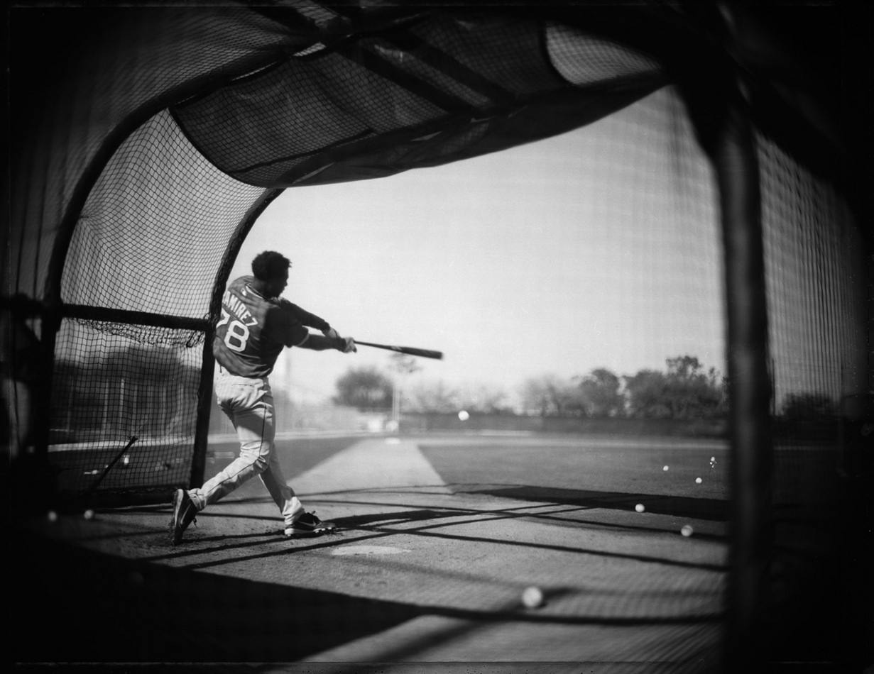Hanley Ramirez, connects during batting practice : Big Camera : David Burnett | Photographer