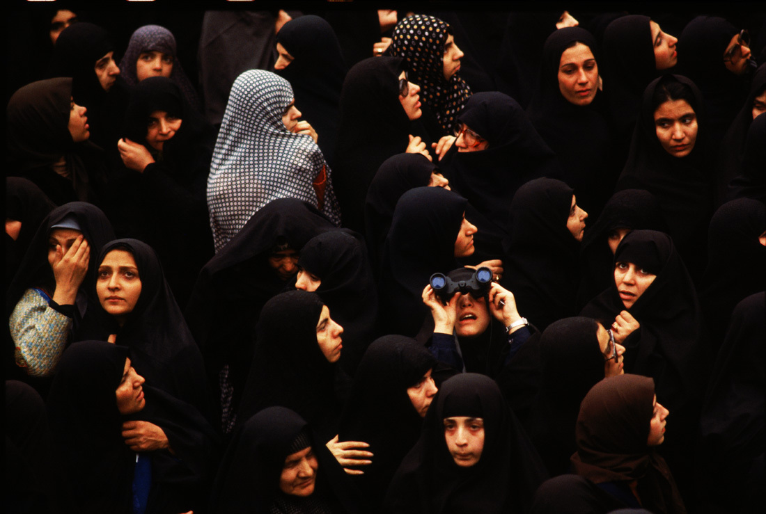 Iranian women wearing Chador, the Revolution