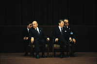 At their first meeting, Soviet Pres. Gorbachev meets Ronald Reagan, Geneva 1985 - ©2025 David Burnett.<br/>All rights reserved.