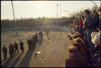 West Germans climb the Berlin wall, on the last day of the wall's existence Nov 1989 - ©2025 David Burnett.<br/>All rights reserved.