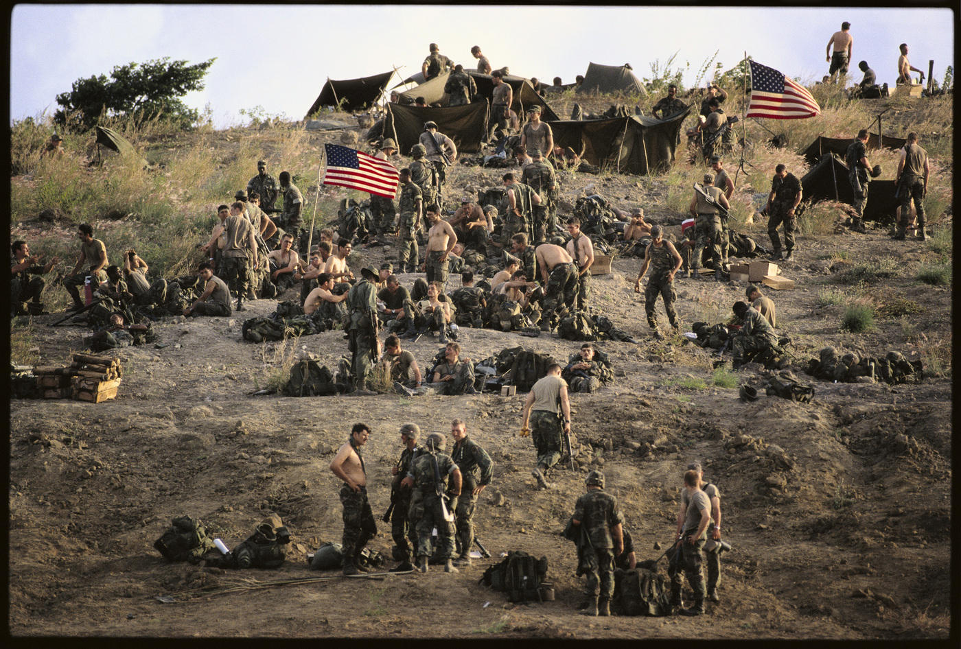 American troops on a hillside, St George's Grenada 1983 : Too Close! : David Burnett | Photographer