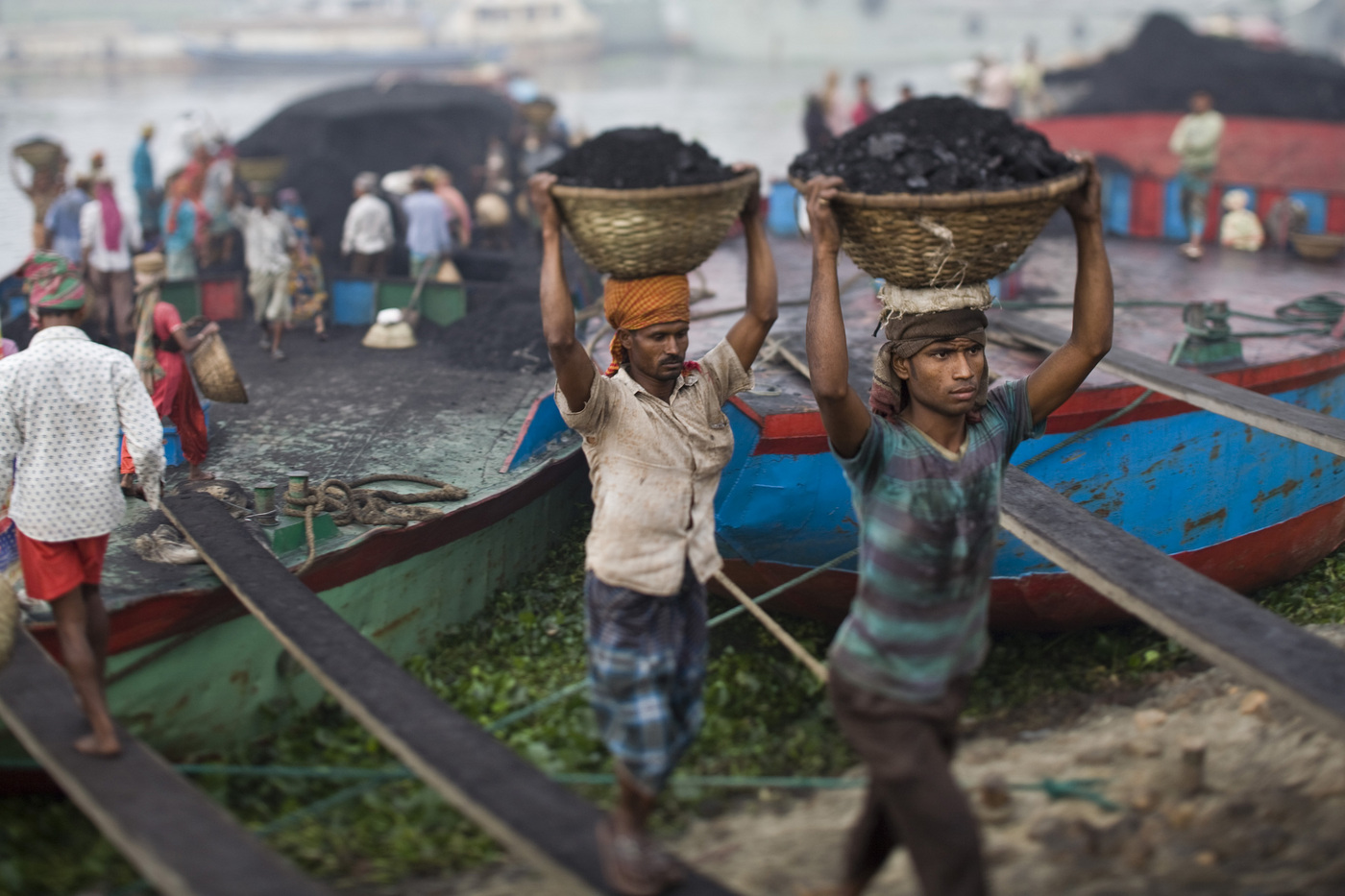 Unloading the barges, Bangladesh