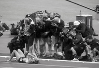 Jessica Ennis collapses at Finish Line after winning Heptathalon - ©2025 David Burnett.<br/>All rights reserved.