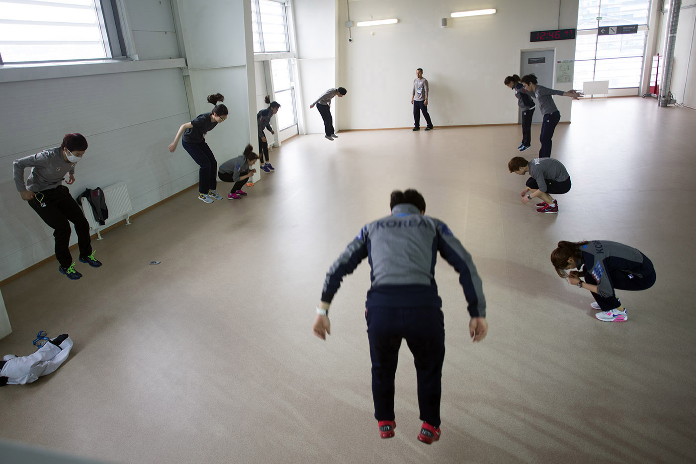 South Korean short track team working out.  ©2014 David Burnett/IOC : Sochi 2014 - the Winter Games : David Burnett | Photographer