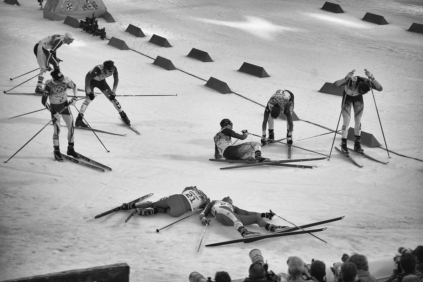 Collapsing at the end of Biathlon. They leave it all on the track.  ©2014 David Burnett/IOC : Sochi 2014 - the Winter Games : David Burnett | Photographer