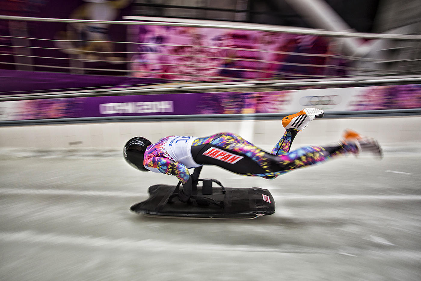 A Skeleton start.  ©2014 David Burnett/IOC
 : Sochi 2014 - the Winter Games : David Burnett | Photographer