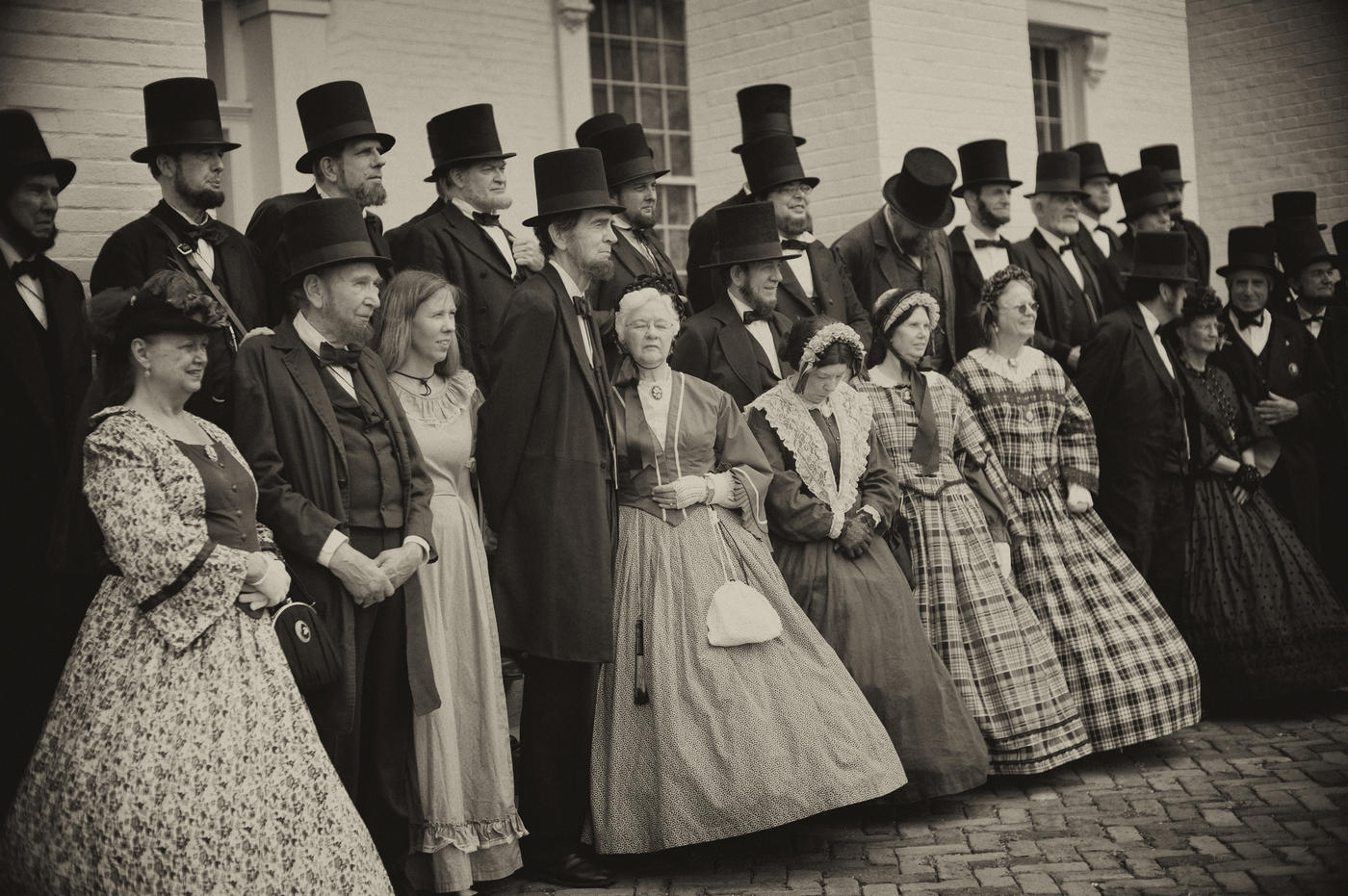 Mary Todd Lincolns, a handful, join the Abes on the Capital steps