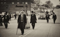 Frederick Douglass and Lincolns walk on the main street of Vandalia. - ©2024 David Burnett.<br/>All rights reserved.
