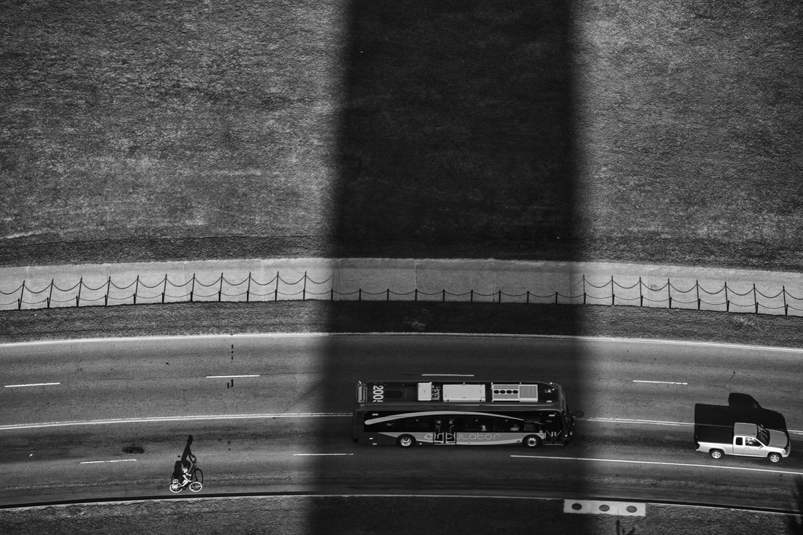 The Washington Monument shadow, as it rakes across the Mall on a sunny afternoon