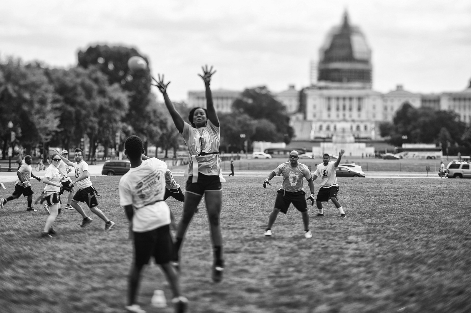 Touch football is a regular on the Mall