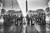 Vietnam War vets, and other friends, scrubbing and washing "the Wall" - ©2024 David Burnett.<br/>All rights reserved.