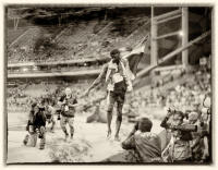 Victorious as always, Usain Bolt greets well wishers after the 100 - ©2025 David Burnett.<br/>All rights reserved.