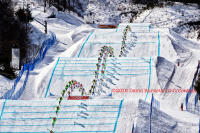 Ski Cross, the Gold (L) and Silver Medalists (R) race to the finish - ©2024 David Burnett.<br/>All rights reserved.
