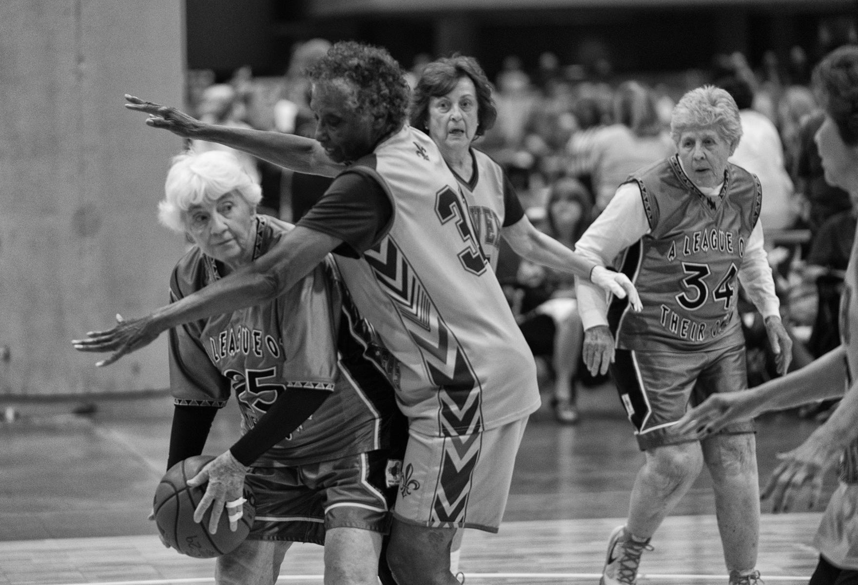 Women 75-79, playing Woman-to-woman Defense : Senior Athletes : David Burnett | Photographer