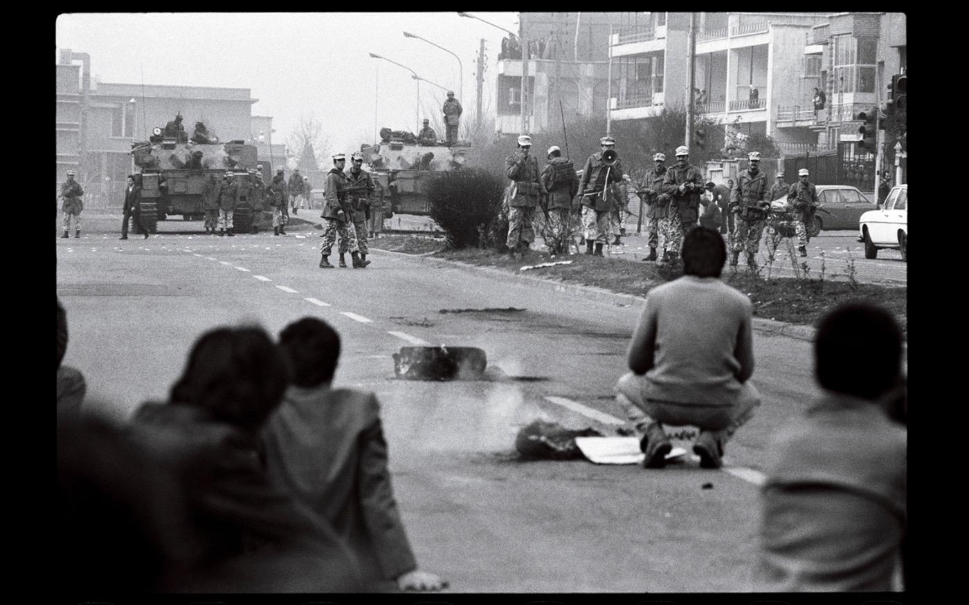 Anti Shah demonstrators face down the Army, in ongoing street demonstrations   Tehran 1978 : Looking Back: 60 Years of Photographs : David Burnett | Photographer
