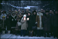 In the days before Christmas 1981, Polish citizens gather to silently protest the arrival of Martial Law, and quashing of Solidarity - ©2024 David Burnett.<br/>All rights reserved.