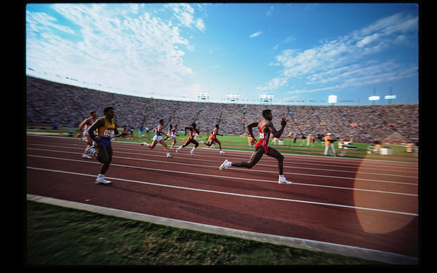 He came for 4 Golds and he got them: Carl Lewis running the 100m at the LA 1984 Summer Games : Looking Back: 60 Years of Photographs : David Burnett | Photographer