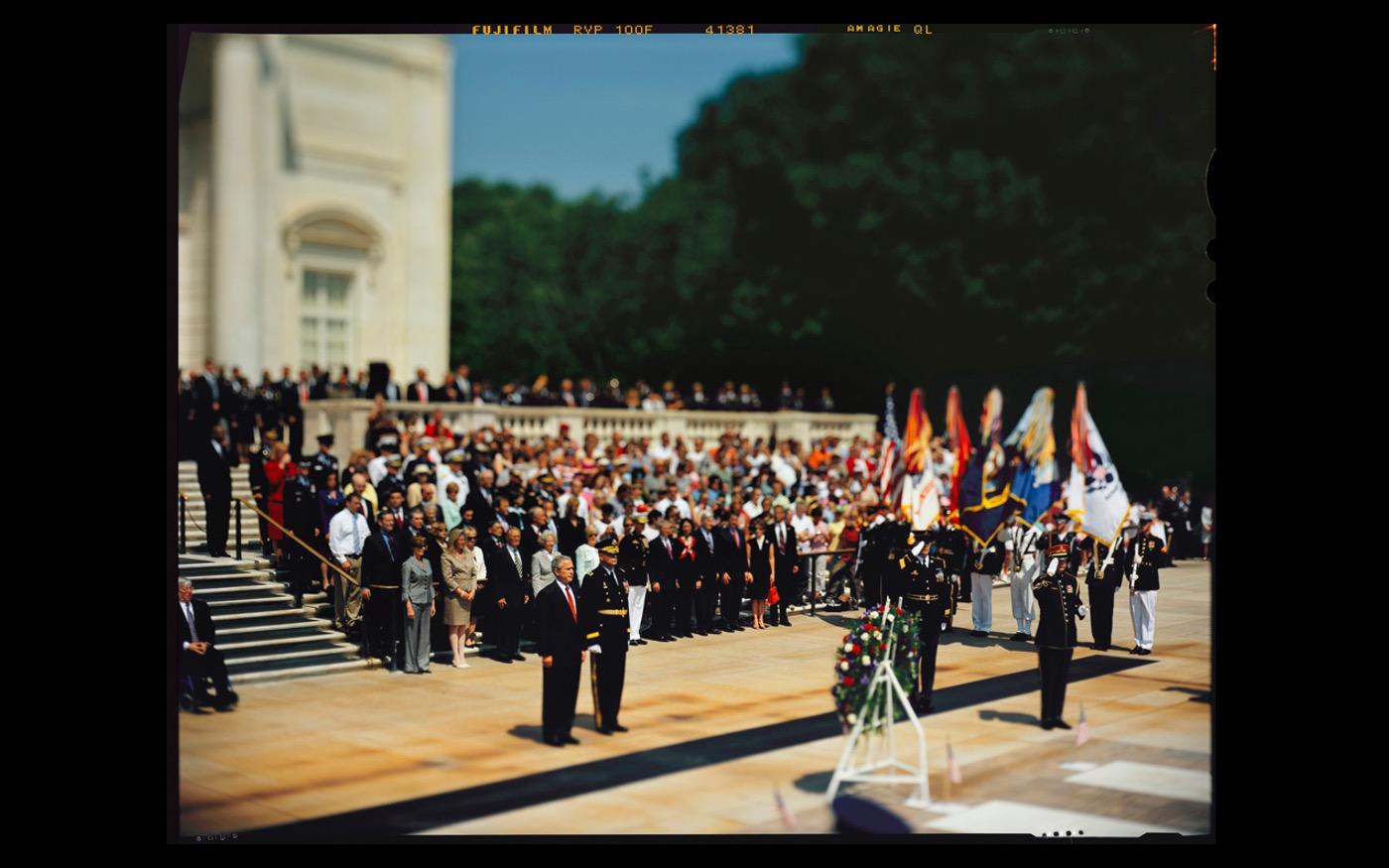 Hnororing the 911 attacks, President George W Bush at Arlington National Cemetary  2005 : Looking Back: 60 Years of Photographs : David Burnett | Photographer