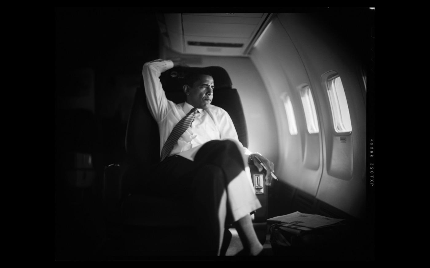 Senator Barack Obama, on his campaign plane, in his quest for the Presidency 2008 : Looking Back: 60 Years of Photographs : David Burnett | Photographer