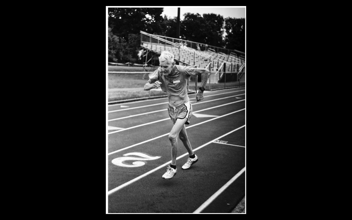 A sprinter readies for the 200m: New Jersey Senior Games 2019 : Looking Back: 60 Years of Photographs : David Burnett | Photographer