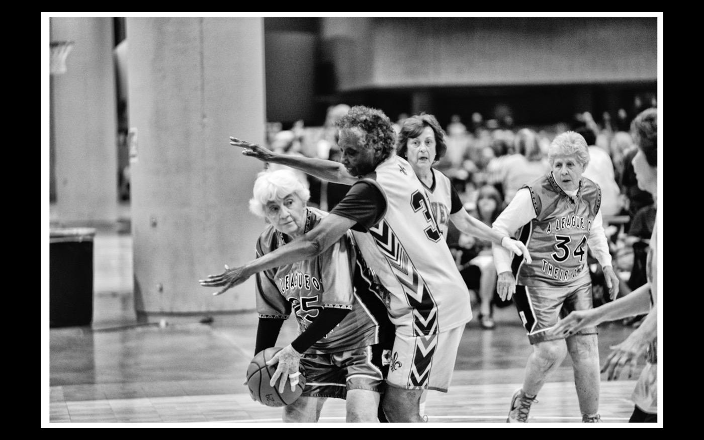 Its all elbows in the Women's 80+ basketball  National Senior Games 2017 : Looking Back: 60 Years of Photographs : David Burnett | Photographer