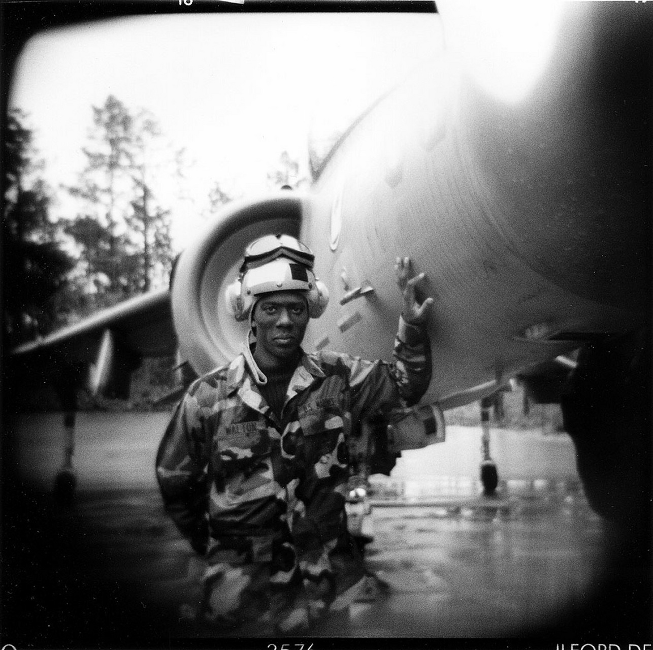 Marine guard with Harrier jumpjet : Holga Eye : David Burnett | Photographer