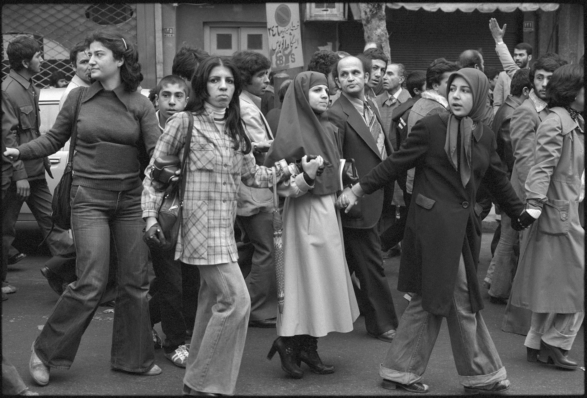 Crowds from all walks of life attend an anti-Shah rally.