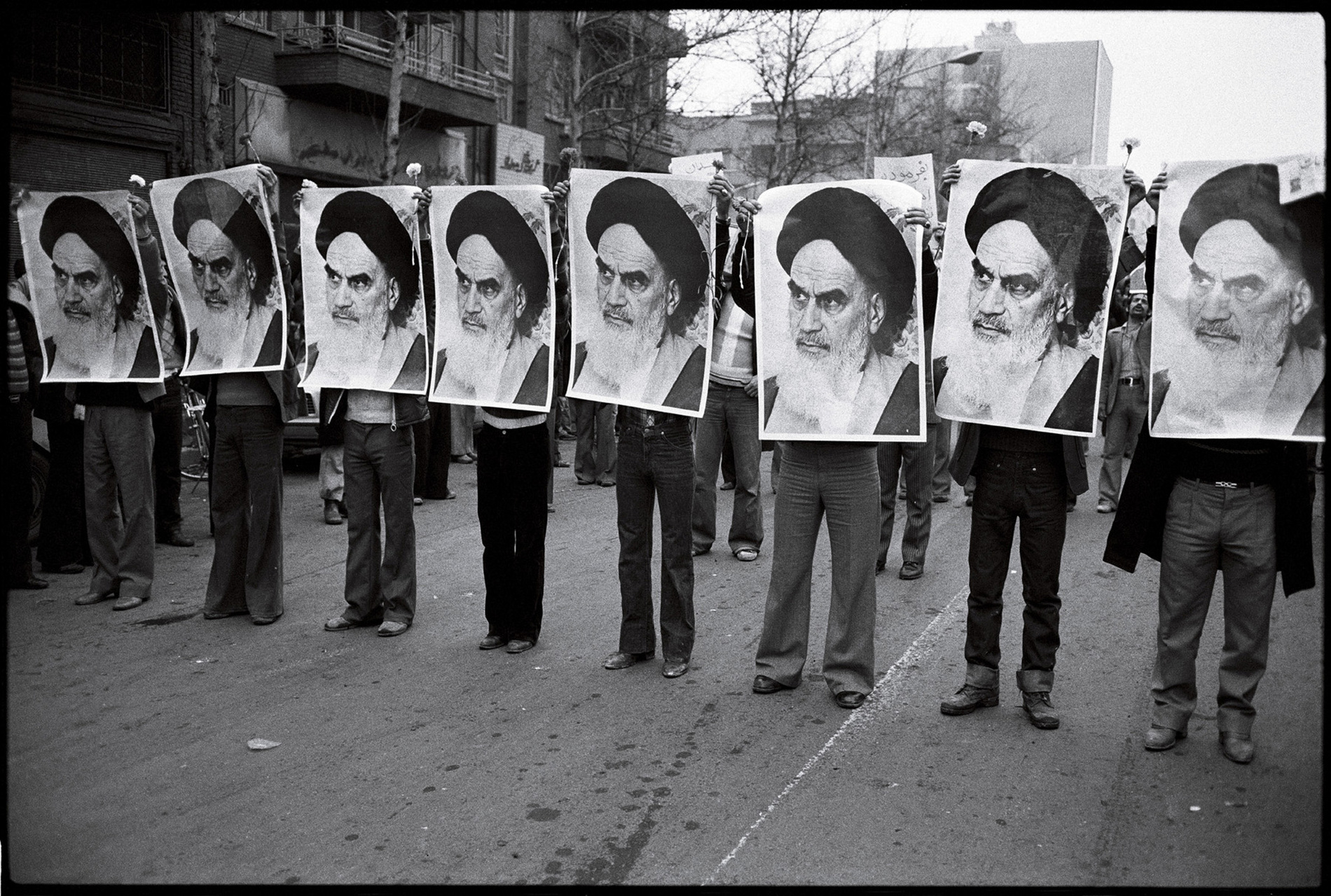 Ayatollah Khomeini posters were present at every anti-Shah rally. : 44 Days: the Iranian Revolution : David Burnett | Photographer