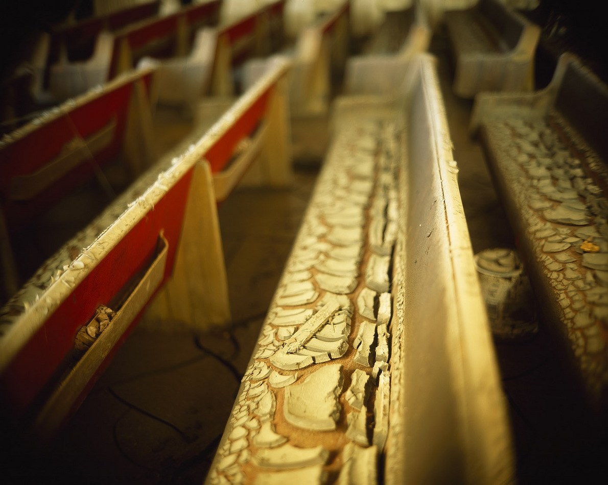 Church pew covered in mud, the 9th Ward : Aftermath : David Burnett | Photographer