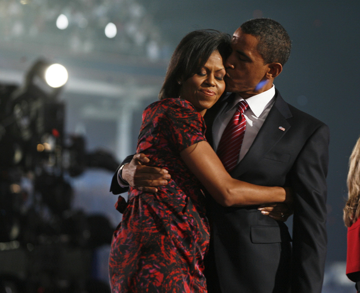 The Obamas on convention victory night : The Presidents  : David Burnett | Photographer