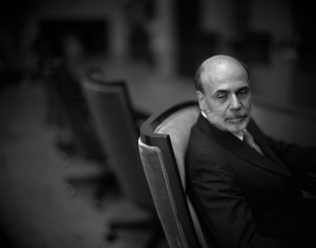 Former FED Chairman Ben Bernanke, in his conference room